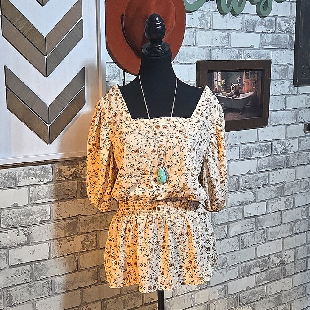 Ivory and brown Boho style Blouse